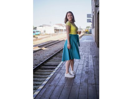 Zavinovací sukně - tyrkysová