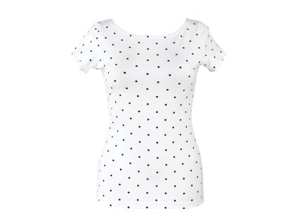 Tričko - bílé - černý puntík II.JAKOST