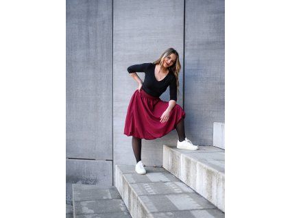 Půlkolová sukně - balonová - vínová 2