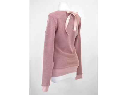 Mikina - vzor - starorůžová s mašlí