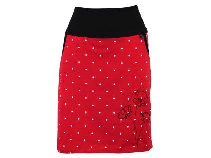 Pouzdrová sukně - červená - máky