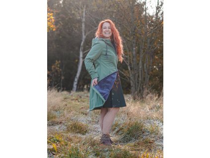 Softshellový kabát s "ňuňu" beránkem - áčkový - zelený