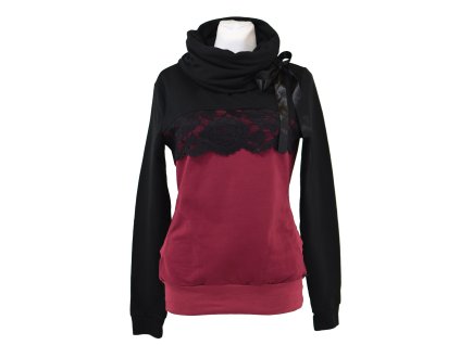 Mikina s límcem - vínová s krajkou