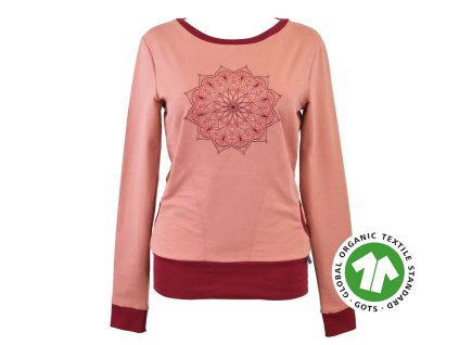 Mikina - růžová - mandala GOTS
