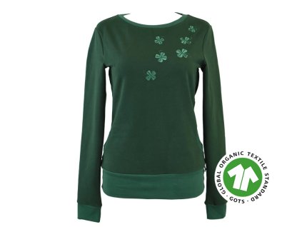 Mikina - zelená - čtyřlístky