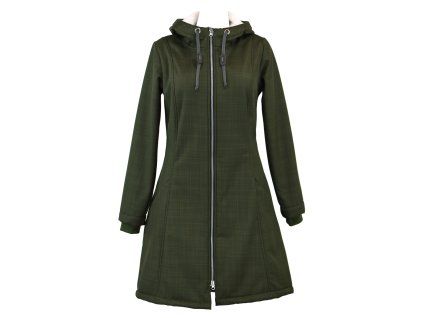 Black Mountain Softshellový kabát s beránkem - áčkový - khaki – hlavní pohled