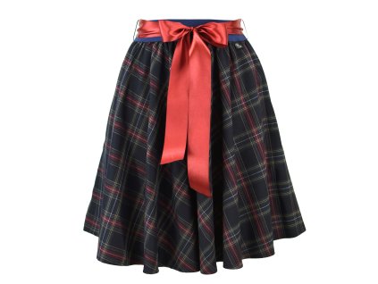 Půlkolová sukně - guma - temně modrá kostka