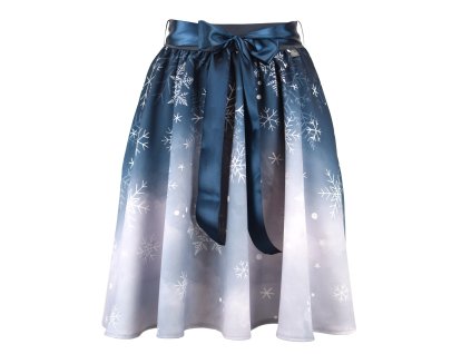 Půlkolová sukně - guma - zasněžená - modrá