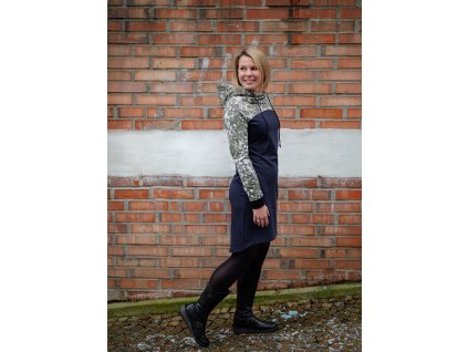 Mikinové šaty - modré s khaki