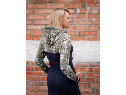 Mikinové šaty - modré s khaki