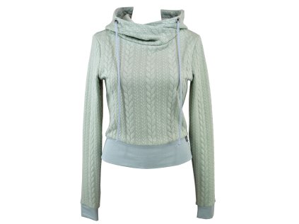 Mikina do pasu - copánky - s kapucí - šedomint