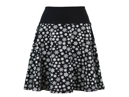 Půlkolová sukně - náplet - vločky na černé