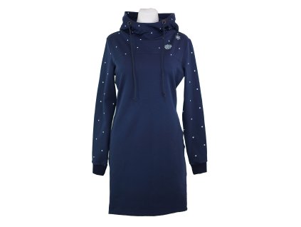 Mikinové šaty - modré s puntíky a vločky