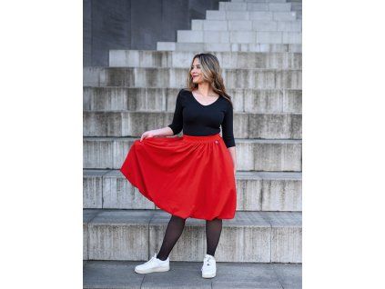 Půlkolová sukně - balonová - červená