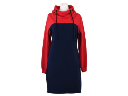 Mikinové šaty - modro-červené