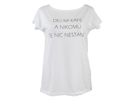Tričko oversize - bílé - kafe