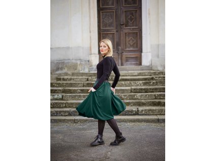 Půlkolová sukně - balonová - zelená