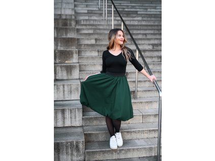 Půlkolová sukně - balonová - zelená