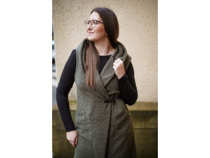 Vesta s kapucí - khaki