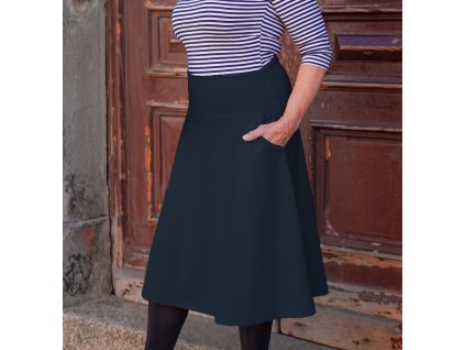 Prodloužená áčková sukně - tmavě modrá