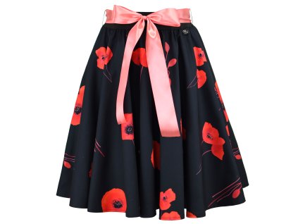 Kolová sukně - guma - vlčí máky