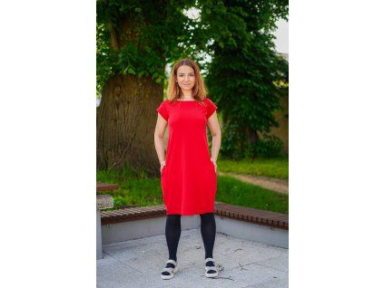 Šaty oversized - krátký rukáv - červené