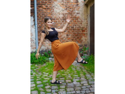 Kalhotová sukně - skořicová