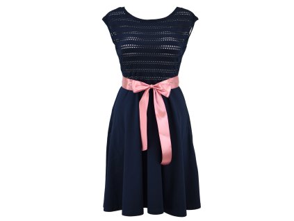 Půlkolové šaty - děrované - modré