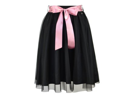 Půlkolová sukně - guma - černá s tylem