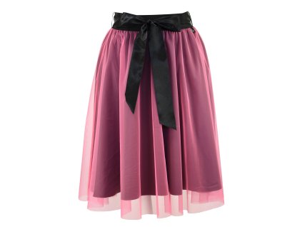 Půlkolová sukně - guma - černá a růžový tyl