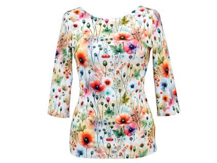 Tričko 3/4 rukáv - luční máky 2