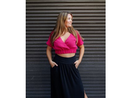 Top - výstřih do V - magenta