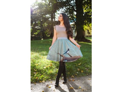 Půlkolová sukně - guma - straka