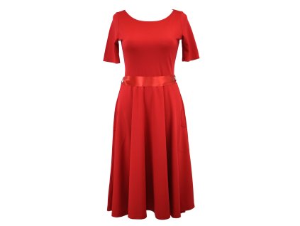 Půlkolové šaty - delší rukáv - červené 2
