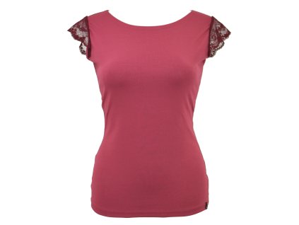 Tričko s krajkovými rukávky - světle vínové a bordó krajka II.JAKOST