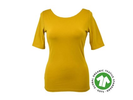 Tričko s delším rukávkem - hořčicové - GOTS