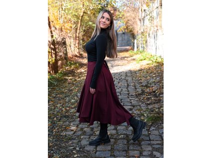 Zavinovací sukně - žíhaná - bordó