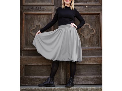 Půlkolová sukně - balonová - světle šedá