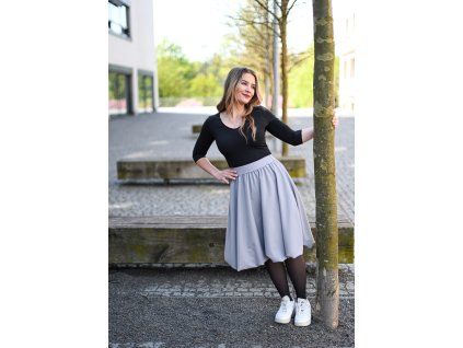 Půlkolová sukně - balonová - světle šedá