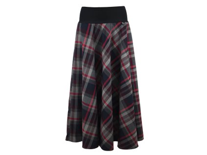 Maxi půlkolová sukně - šedá kostka