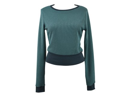 Mikina krátká svetrová - modrozelená