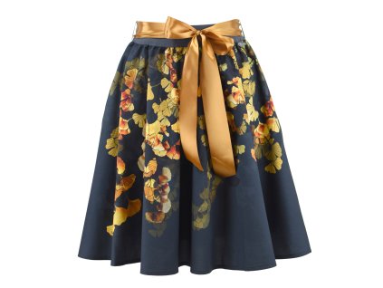 Půlkolová sukně - guma - zlaté ginkgo