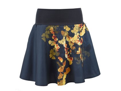 Půlkolová sukně - náplet - zlaté ginkgo
