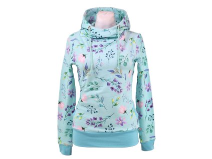 Mikina s kapucí - květinová