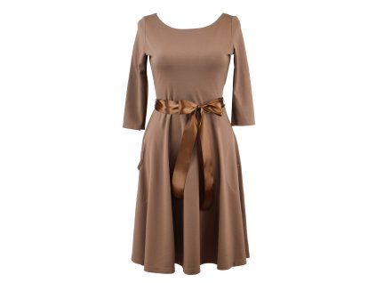 Půlkolové šaty 3/4 rukáv - latté