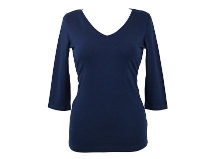 Tričko 3/4 rukáv - výstřih do V - tmavě modré