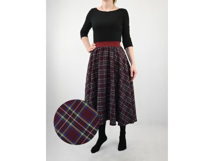 Midi sukně - guma - vínová kostka