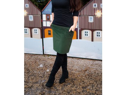 Pouzdrová sukně - manšestrová - zelená