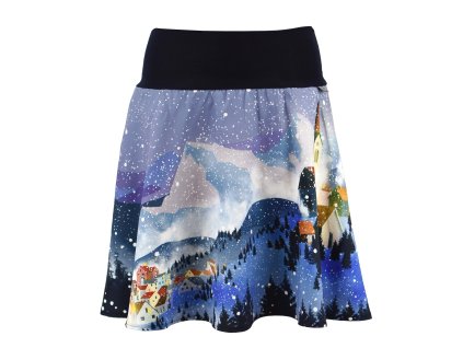 Půlkolová sukně - náplet - vánoční vesnička