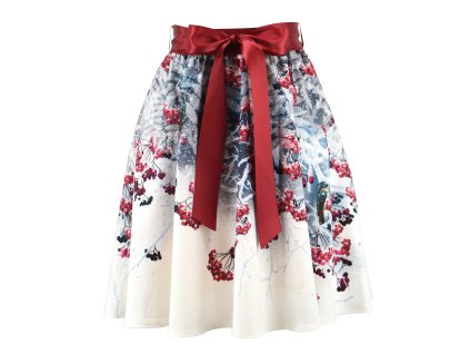 Půlkolová sukně - guma - mrazivé jeřabiny